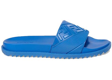 blue fendi slides|Fendi leather flat slides.